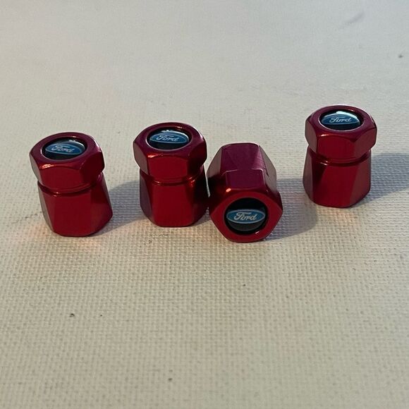 Ford logo valve Stem caps in Red set of 4 NWT - Picture 2 of 4